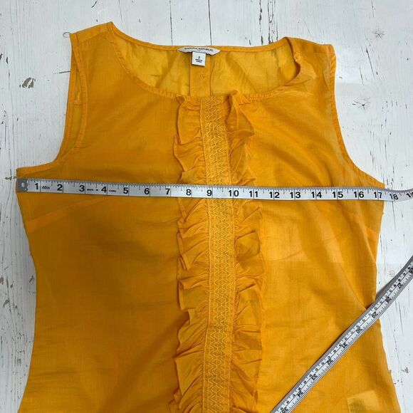 Banana Republic Cami Tank Top Size 2 Tailored, Fitted Zip Yellow Ruffle Detail - Picture 4 of 9